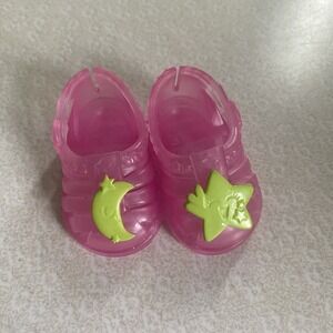 Baby Alive Doll Shoes  Pink With Green Moon & Star